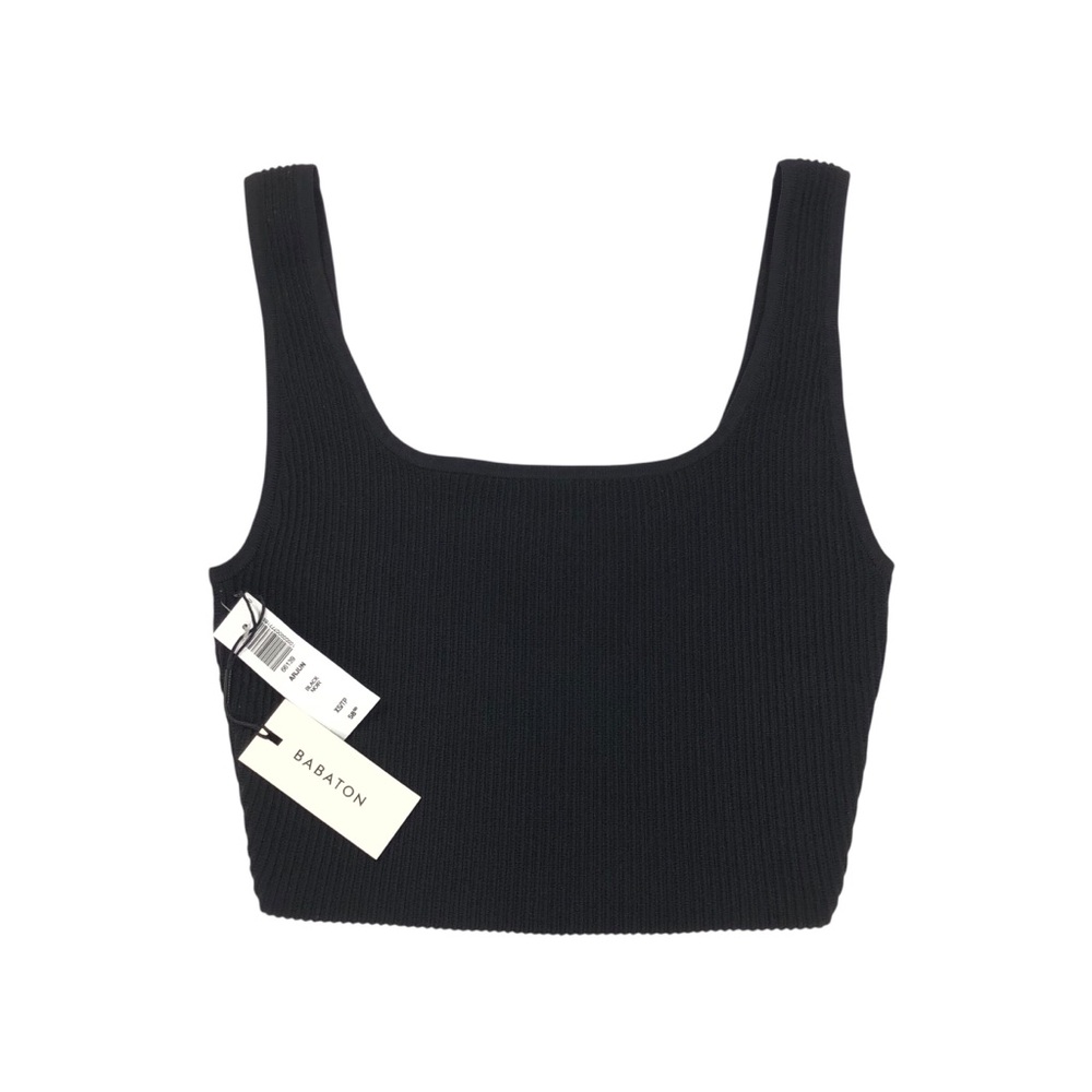 Babaton Arjun Ribbed Cropped Tank Top Women's Size XS Black Sleeveless NWT